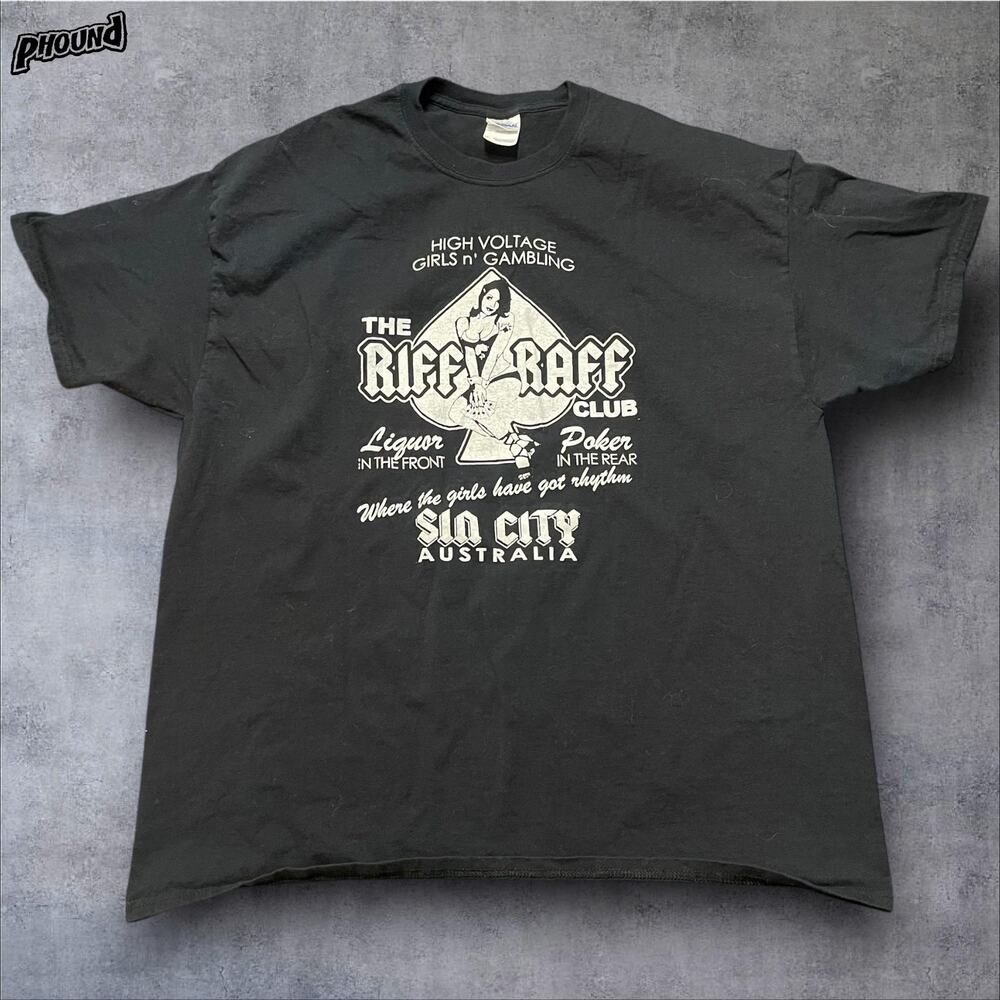 Riff Raff Club Sin City Australia Shirt Mens XL Black Gildan Graphic Tee
